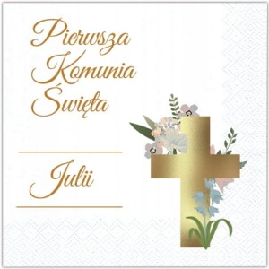 Serwetki komunijne personalizowane  na Komunię