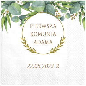 Serwetki  personalizowane na Komunię Imię  Dziecka  Data