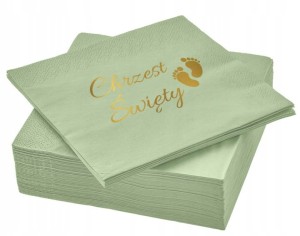 Serwetki ze złotym napisem Chrzest Święty 