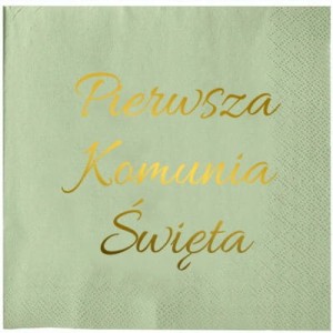 Serwetki ze złotym napisem na Komunię Św.  