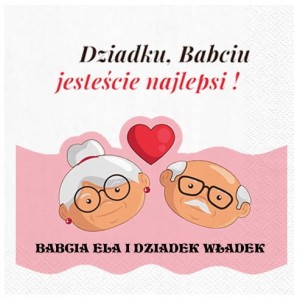 Serwetki personalizowane z imieniem na Dzień Babci Dziadka Imię  