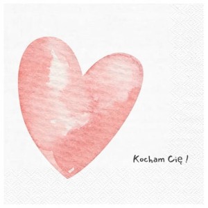 Serwetki z nadrukiem serce walentynki