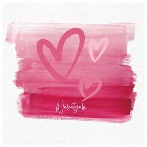 Serwetki z nadrukiem serce walentynki 
