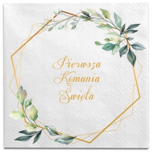 Serwetki  na Pierwszą Komunię  Świętą Liście Eukaliptusa