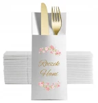 Kieszonki na sztućce białe personalizowane  12 szt. 