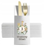 Kieszonki na sztućce białe personalizowane  12 szt.  