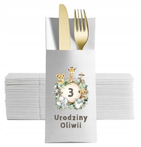 Kieszonki na sztućce białe personalizowane  12 szt.  
