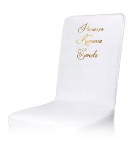 Pokrowiec komunijny na krzesło z Pozłacanym Napisem