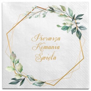 Serwetki Komunijne z Nadrukiem "Pierwsza Komunia Święta" 20szt.
