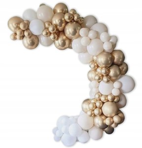 Girlanda Balonowa Biało-Złota w Kształcie Łuku