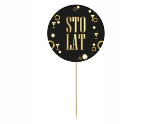 Topper Urodzinowy z Napisem "Sto Lat", 1 szt.