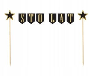 Dekoracja papierowa na Tort Z NAPISEM "Sto Lat", 1 szt.