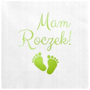 Białe Serwetki "Mam Roczek!", 12 szt.
