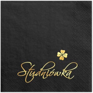 Czarne Serwetki ze Złotym Nadrukiem "Studniówka", 12 szt.