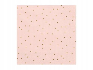 Różowe Serwetki Papierowe w Kropki, 20 szt.