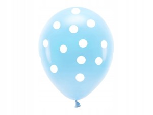 Niebieskie  Eco Balony w Kropki 30cm, 6 szt.