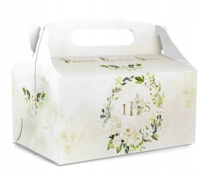Komunijne Pudełko na Ciasto "IHS" 17x12x8.5cm, 1 szt. 
