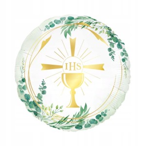 Komunijny Balon Foliowy "IHS" 45cm, 1 szt.