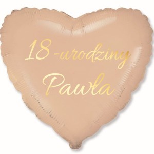 Beżowy Balon w Kształcie Serca, Personalizowany  na Urodziny