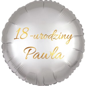 Okrągły Srebrny Balon Personalizowany na Urodziny