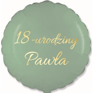 Okrągły Zielony Balon Personalizowany na Urodziny