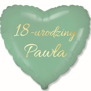 Zielony Balon w Kształcie Serca, Personalizowany na Urodziny