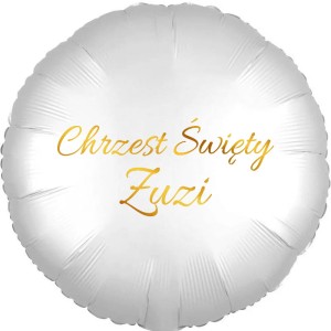 Okrągły Biały Balon Personalizowany na Chrzest