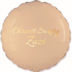 Okrągły Beżowy Balon Personalizowany na Chrzest