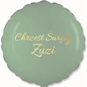 Okrągły Zielony Balon Personalizowany na Chrzest