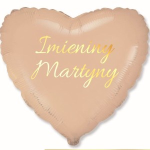 Beżowy Balon w Kształcie Serca Personalizowany na Imieniny