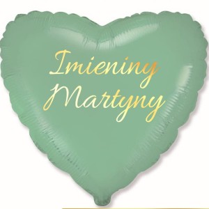 Zielony Balon w Kształcie Serca Personalizowany na Imieniny