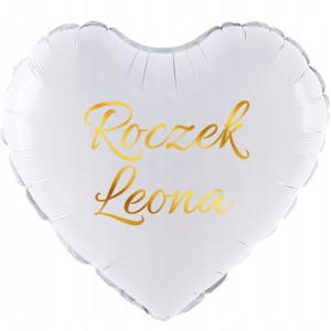 Biały Balon w Kształcie Serca Personalizowany na Roczek