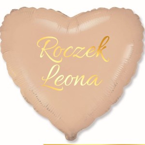 Beżowy Balon w Kształcie Serca Personalizowany na Roczek