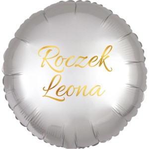 Okrągły Srebrny Balon Personalizowany na Roczek