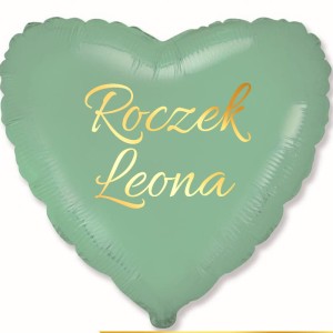 Zielony Balon w Kształcie Serca Personalizowany na Roczek