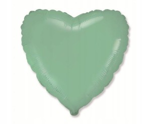 Miętowy Balon Foliowy w Kształcie Serca, 45 cm