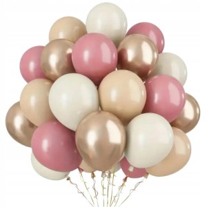 Zestaw Balonów Kremowy Róż, Glossy