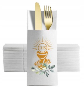 Komunijne Kieszonki na Sztućce z Kielichem, 12 szt.