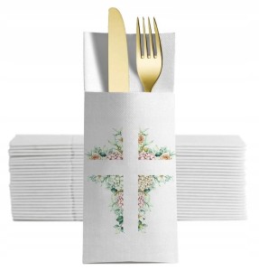 Uroczyste Etui na Sztućce z Motywem Kwiatów, 12 szt.