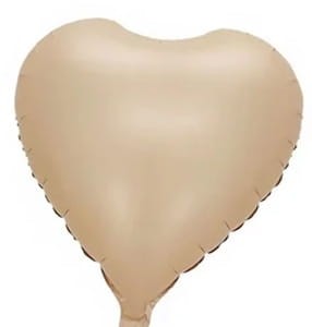 Beżowy Balon Foliowy w Kształcie Serca, 45cm