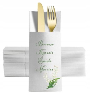 Komunijne Kieszonki na Sztućce z Lilijką, 12 szt.