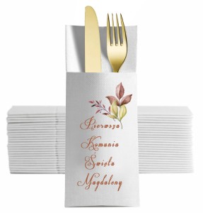 Komunijne, Personalizowane Etui na Sztućce z Wiankiem, 12 szt.