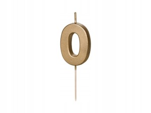 Złota Świeczka Urodzinowa "0"
