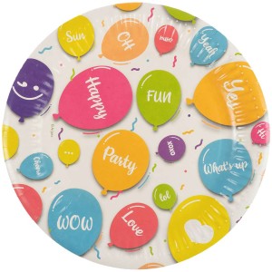 Papierowe Talerzyki w Balony, 8 szt.