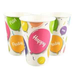 Kolorowe Papierowe Kubki w Balony 200ml, 8 szt.