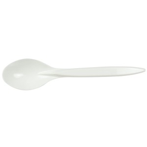 Łyżki Wielorazowe z Tworzywa, Białe - 18 cm, 8 sztuk