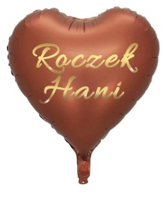 Personalizowany Balon na Roczek - Brązowe Serce 45cm
