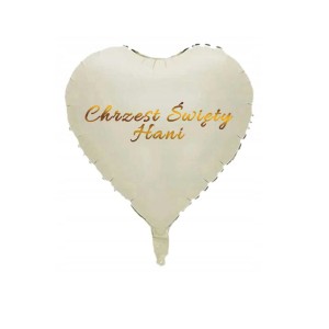 Personalizowany Balon na Chrzest - Kremowe Serce 45cm