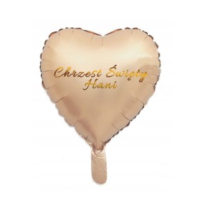 Personalizowany Balon na Chrzest - Beżowe Serce 45cm