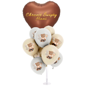 Personalizowany Brązowy Zestaw na Chrzest z Misiem 